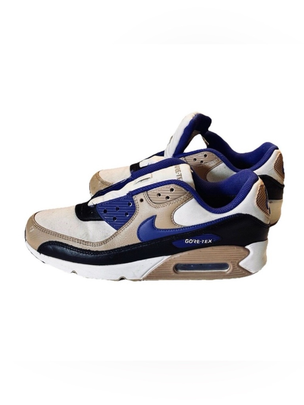 Nike Air Max 90 Gore-Tex Shoes White Lapis Hemp Black FD5810-100 Mens Size 7.5